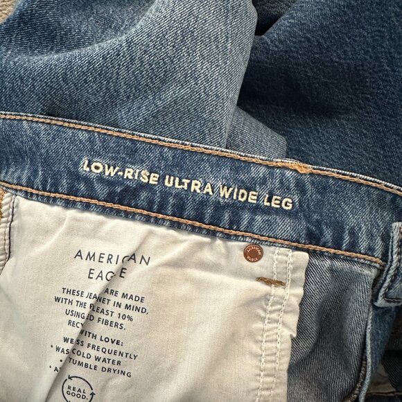 American Eagle Low Rise Ultra Wide Leg Jeans Women's 14 Short Baggy - Picture 4 of 7